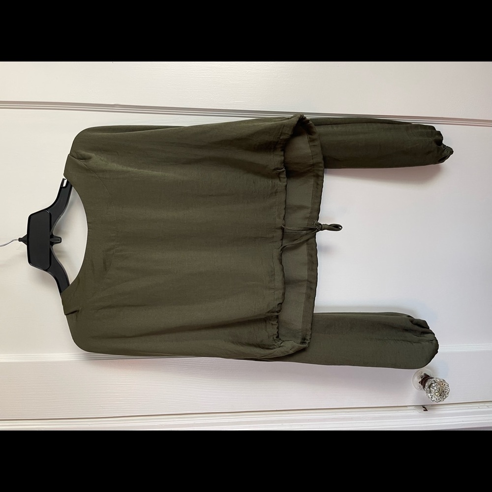 Green silk blouse